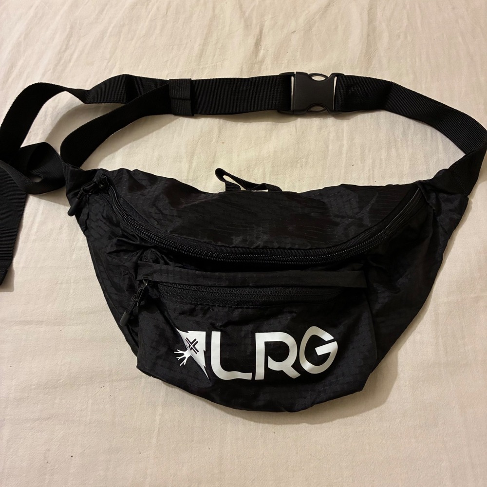 LRG Black Ripstop Fanny Pack Waist Bag‎ Sling Logo Print Adjustable Strap